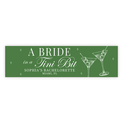 Custom Green A Bride In A Tini Bit Bachelorette Banner, Dirty Martini Theme, Party Backdrop, Personalized Decor