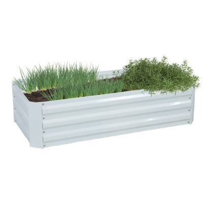Lit de jardin surélevé rond en acier galvanisé Rondrick - blanc ivoire - l 4 pi x P 2 pi x H 1 pi