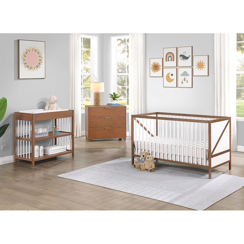 Lit de bébé 3 en 1, Brun / Blanc