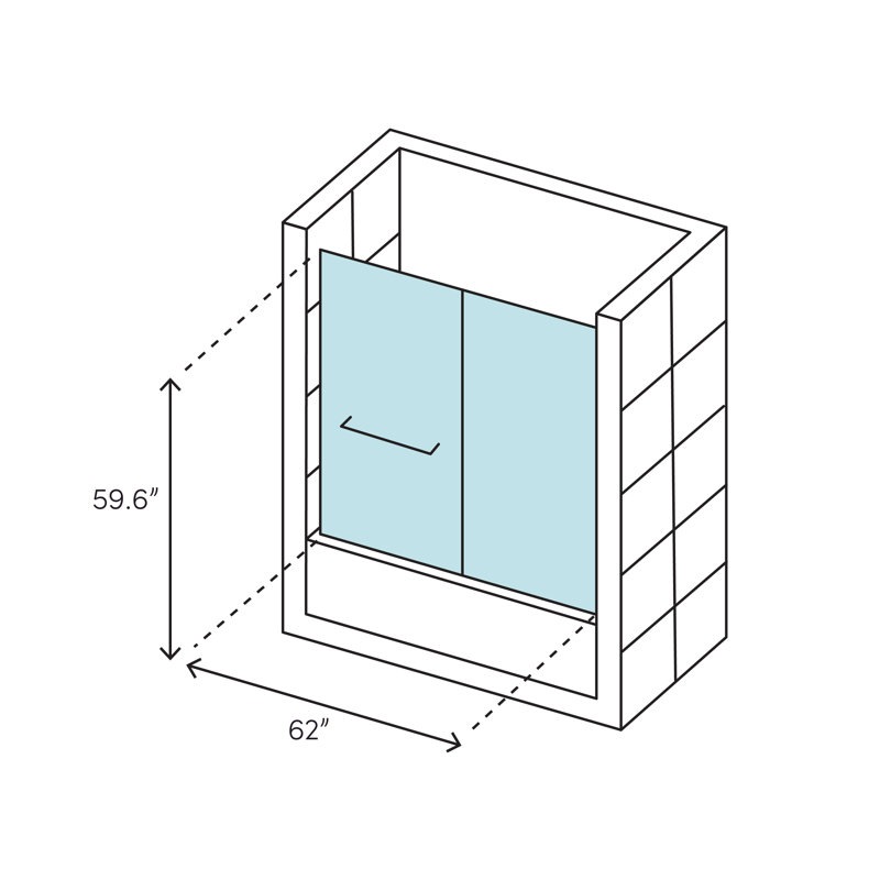 Levity 59.63" x 62" Double Sliding Bath Door with CleanCoat® Technology, Brushed Nickel
