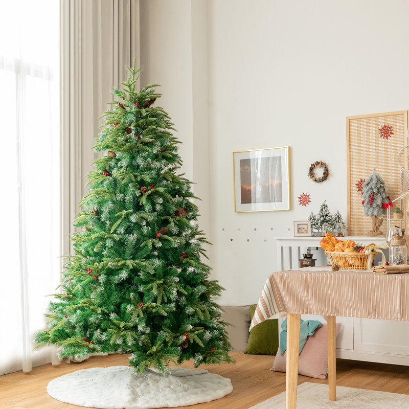 Arbre de Noël vert en cachemire artificiel vert avec lumières DEL, 6 pi