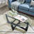 48 Inch Oval Glass Coffee Table, Black Round Coffee Table Center Table With Glass Top, Small Coffee Table For Living Room, Office And Apartment-2070611083