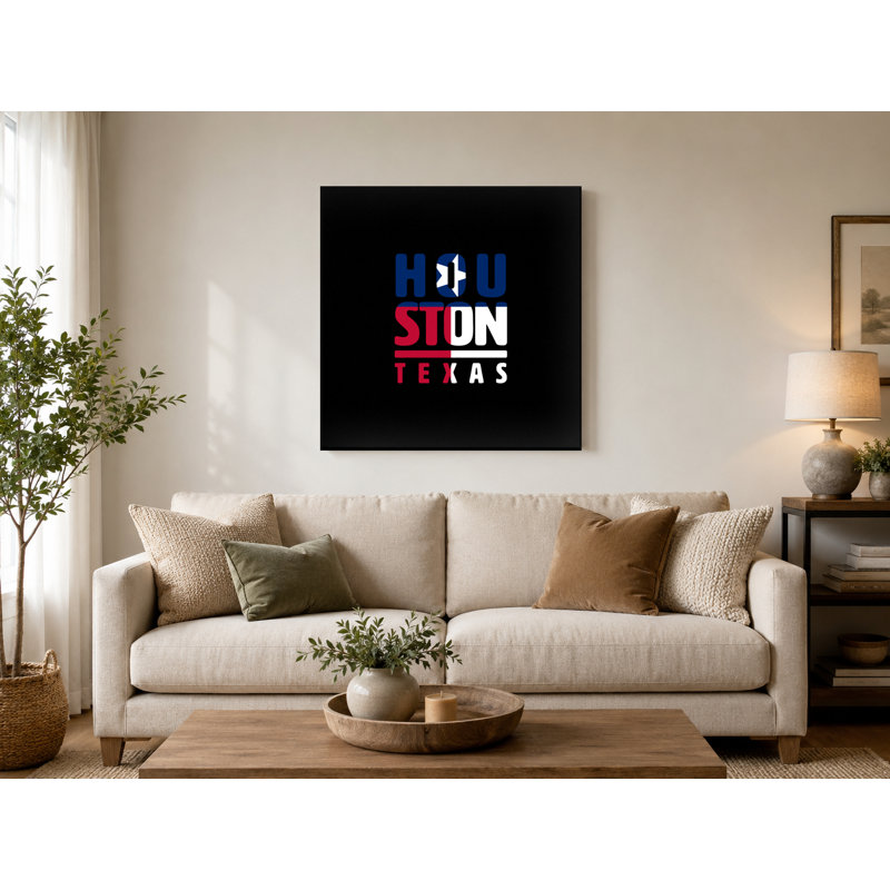Houston, Texas - art mural carré sur toile, 8" W x 8" H