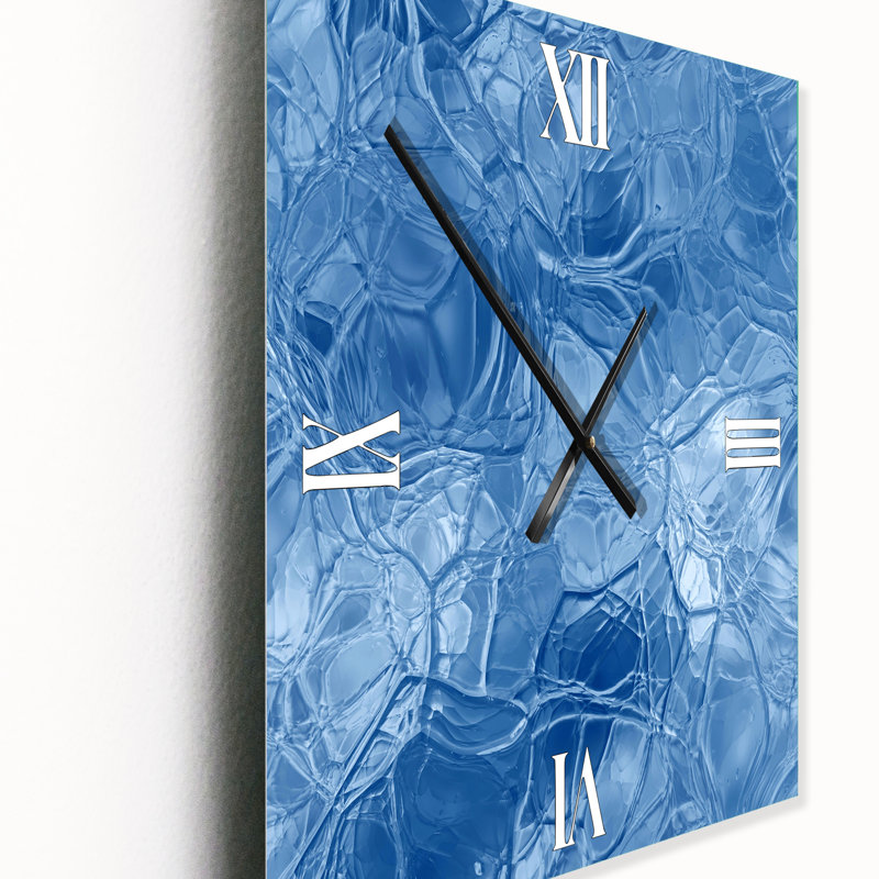 Blue Ice Structures - Horloge murale abstraite en métal, Petit