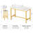 Industrial Bar Table Set with 4 PU Stools - Counter Height, Space-Saving 5-Piece Dining Set (43” L)-733517774