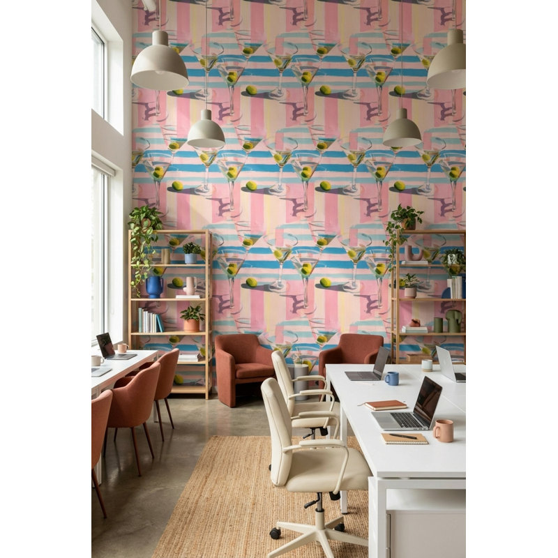Papier peint à rayures Martini, Non tissé, non collé