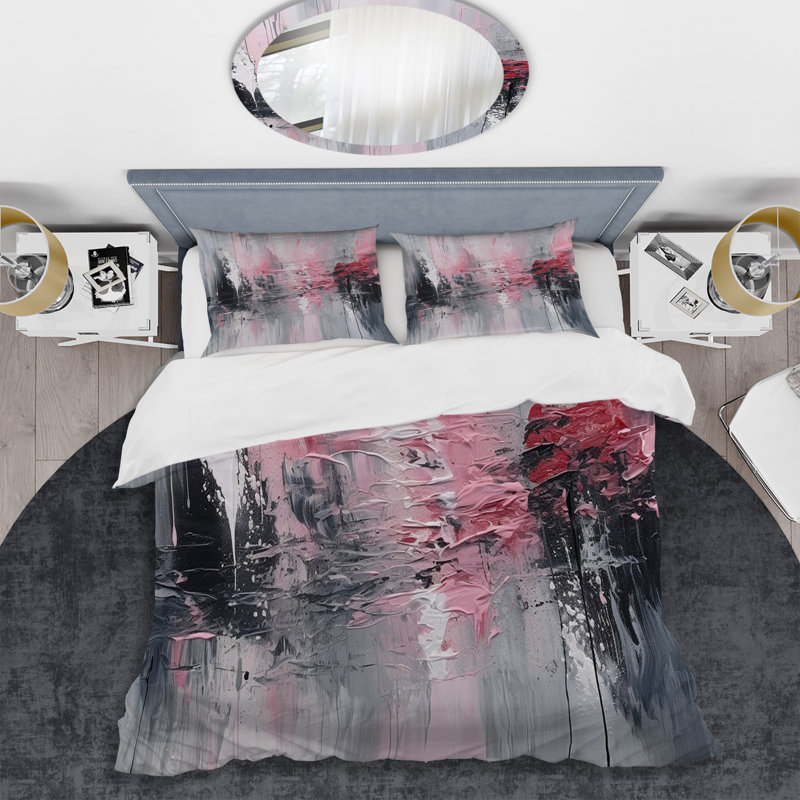 Ensemble de housse de couette Evolving Shapes In Pink Marble IV - Abstract Geometric
