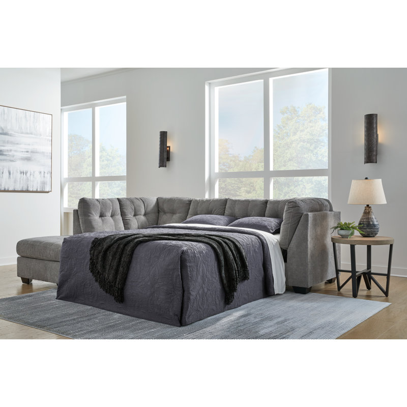 Ikumi Upholstered L-Shaped Sectional, Gray 100% Polyester, Left Hand Facing