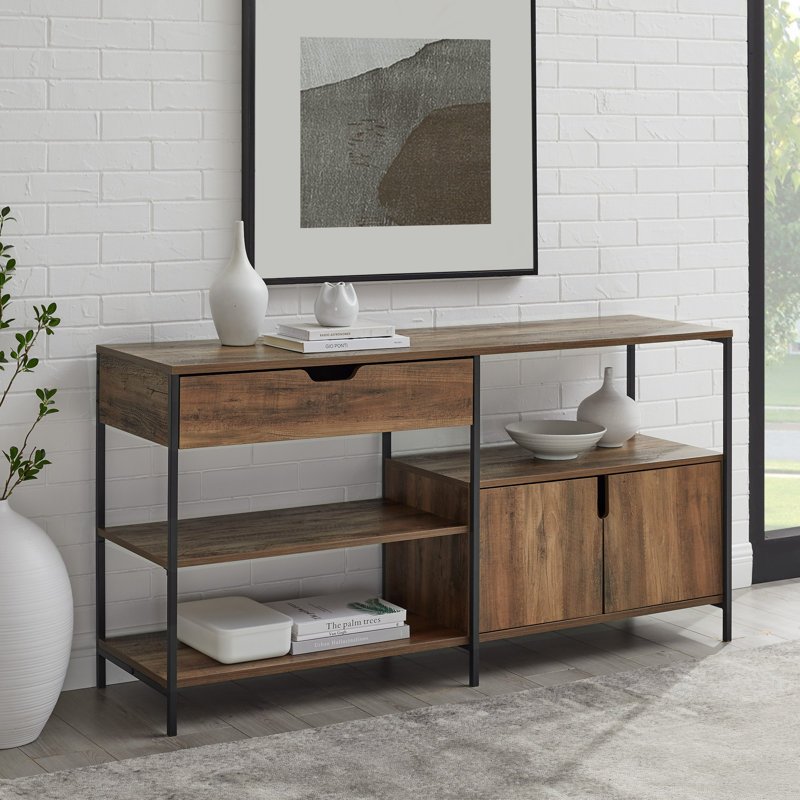 Aaric Unfinished TV Stand for TVs up to 65", Rustic Oak