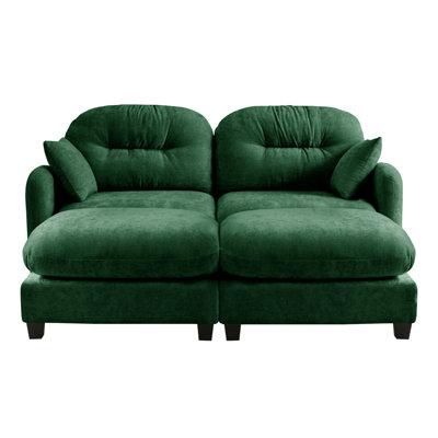 Canapés modulaires en nuage, tissu chenille de qualité supérieure, coussins décoratifs moelleux, dossier rembourré capitonné, mousse haute densité, conception ergonomique, accoudoirs élégants et faciles à installer, convient aux chambres à coucher, vert