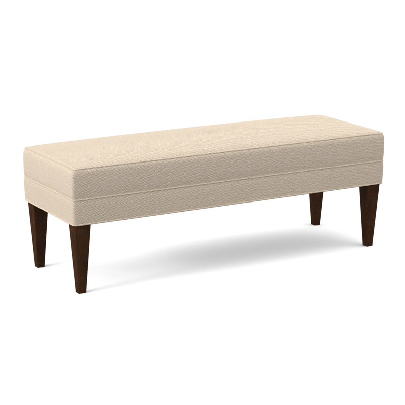 Livery Upholstered Bench, Filigree Ivory, American Walnut