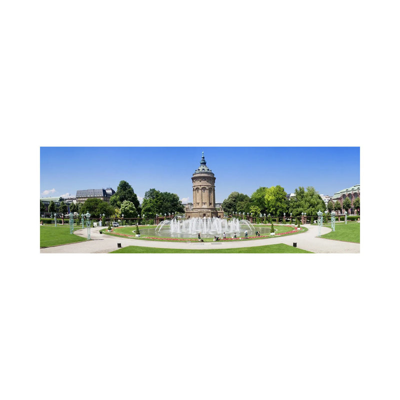 Water Tower in a Park, Wasserturm, Mannheim, Baden-Wurttemberg, Germany 1 Piece Wrapped Canvas Panoramic Wall Art