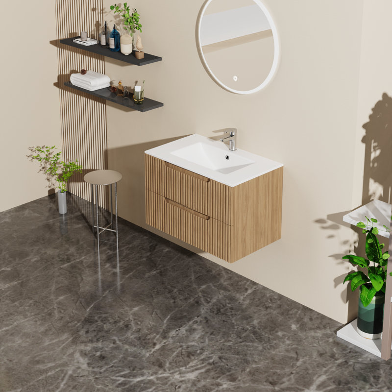 Meuble-lavabo mural spacieux en MDF pour salle de bain très humide