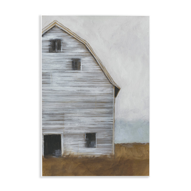 «Worn Old Barn Farm», reproduction de peinture acrylique, H 30 po x l 24 po, Giclée encadrée noir minuit
