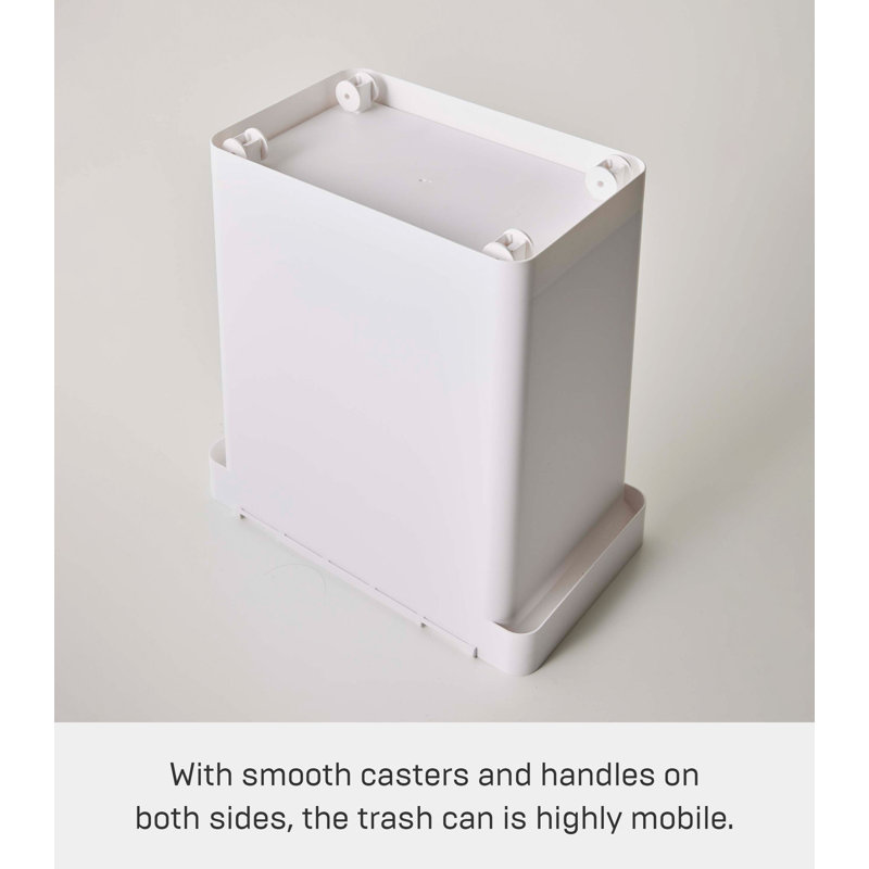 White Airtight Rolling Kitchen Trash Can with Wheels