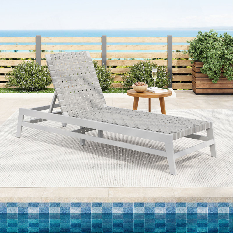 Chaise longue d'extérieur en corde, Gris/gris pâle