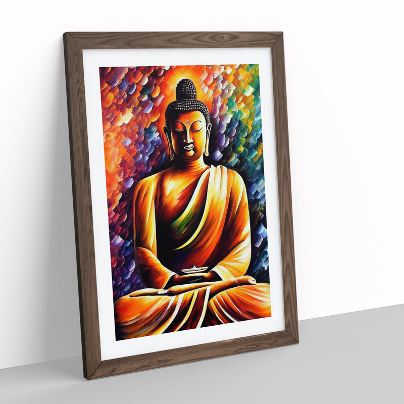 View Of Buddha No.2 - Wall Art, 48cm H x 36cm W, Walnut Picture Frame, White