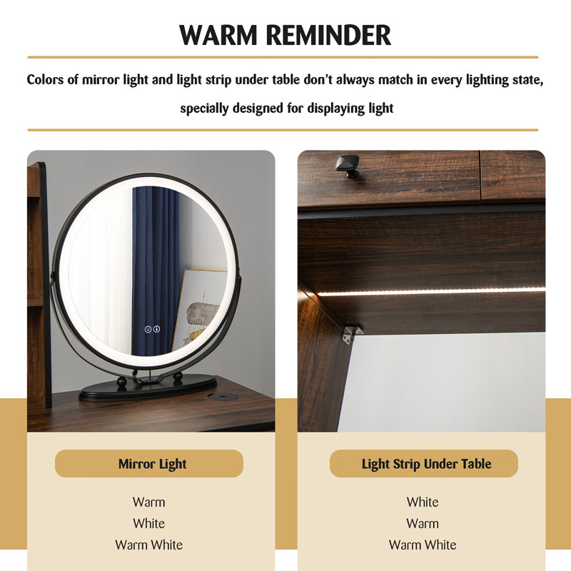Keiraleigh Vanity, Brown/White