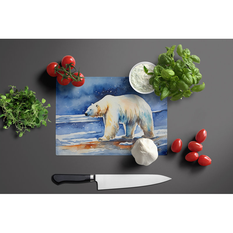 Polar Bear Glass Cutting Board Large