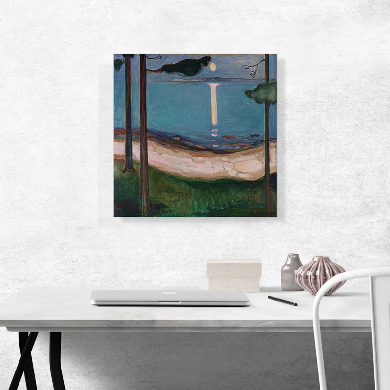 «Moonlight 1895» par Edvard Munch, reproduction d'art sur toile tendue, H 18 po x l 18 po x 1,5 po