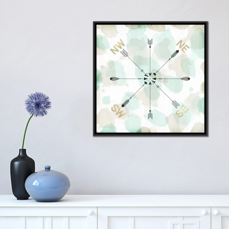 « directions i », impression sur toile, H 18 po x l 18 po x P 1,5 po, Toile avec cadre noir, Pas de tapis