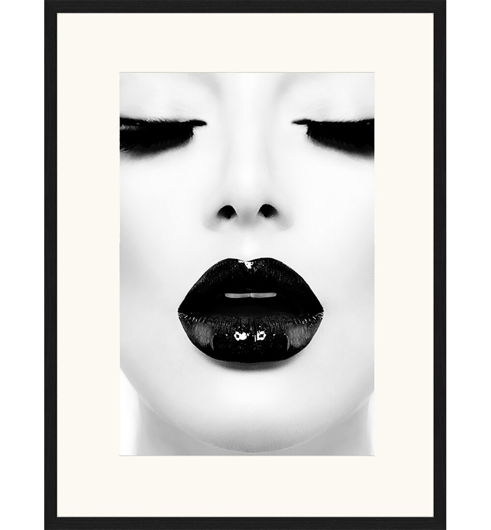 Gerahmtes Poster Schwarze Lippen