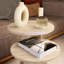 Round Nest of Tables Set of 2, Travertine Effect Faux Stone Side Tables, Space Saving Coffee Table for Living Room-1739959870