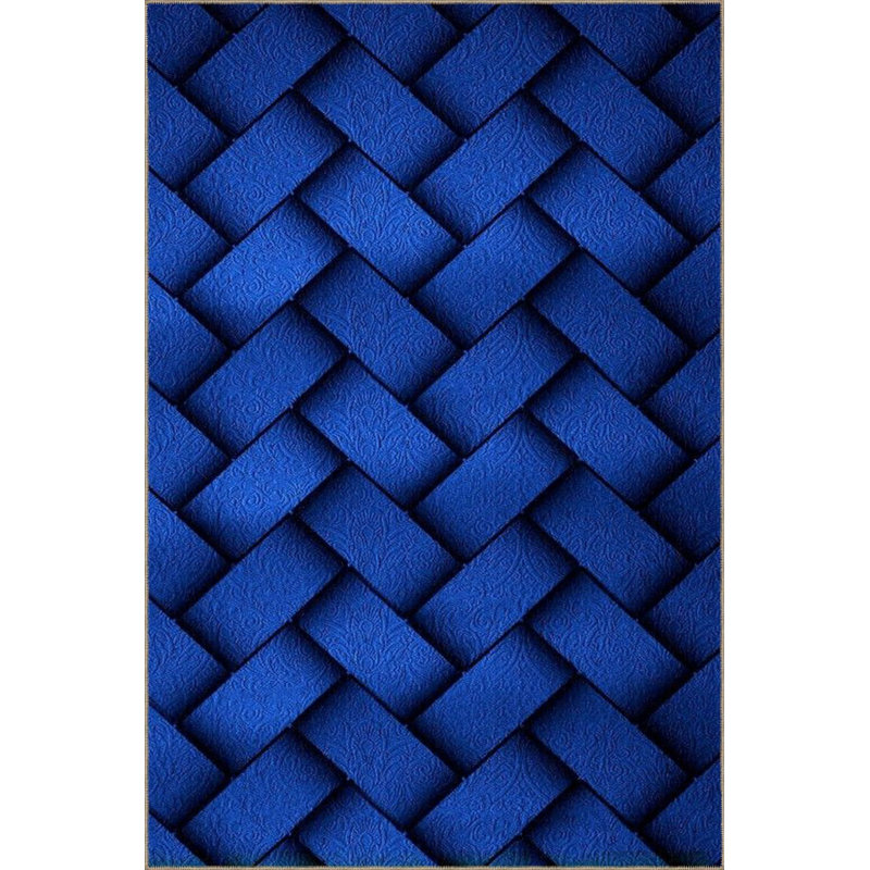 Machine Washable Geometric Patterned Blue Colored Area Rug, Rectangle 4'7" x 6'7" Rug Pad Included