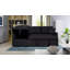 Canapé-lit modulaire réversible en tissu de lin noir 82 po avec méridienne de rangement
