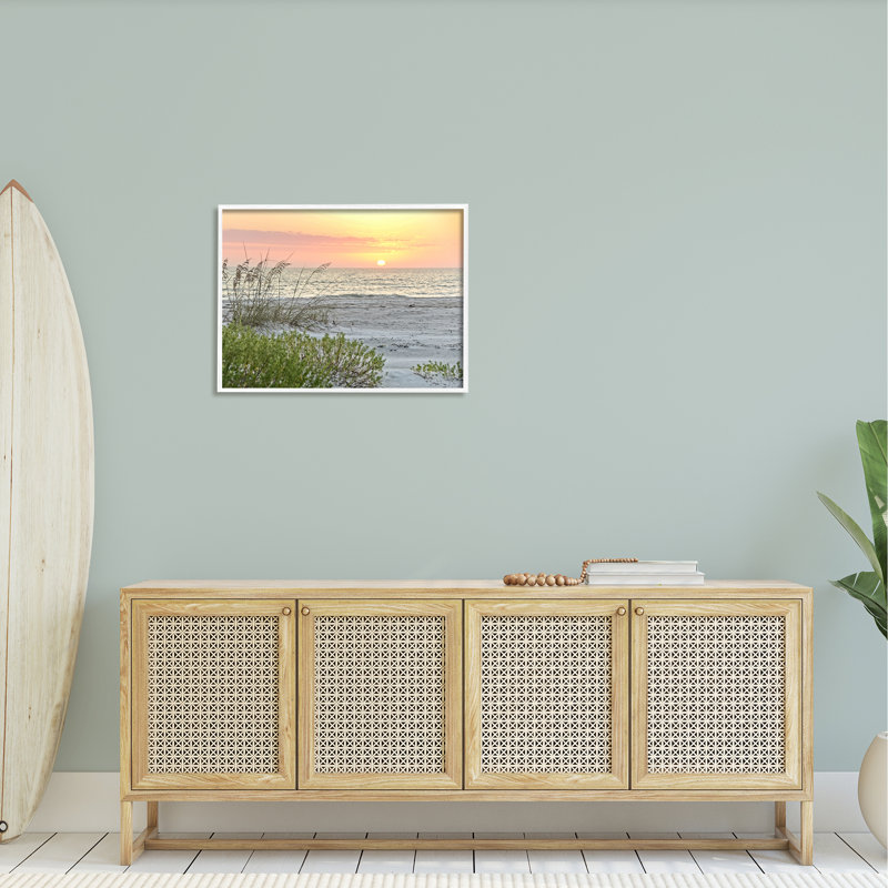 «Ocean Shore Reeds Sunset Horizon», art mural texturé par Mary Lou, H 24 po x l 30 po x P 1,5 po