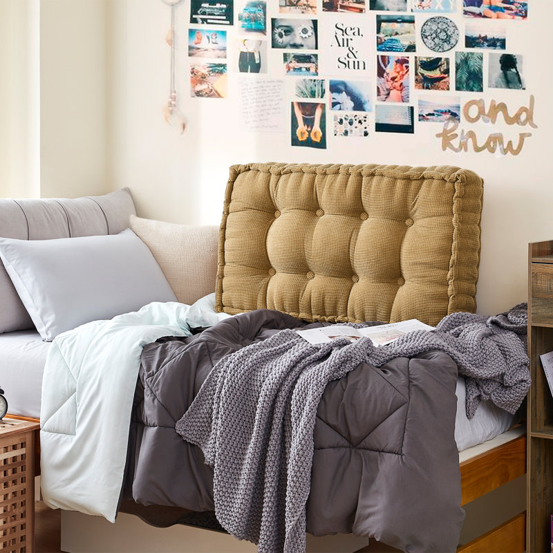 Ultra Thick Brown Tufted Upholstered Twin Headboard Pillow
