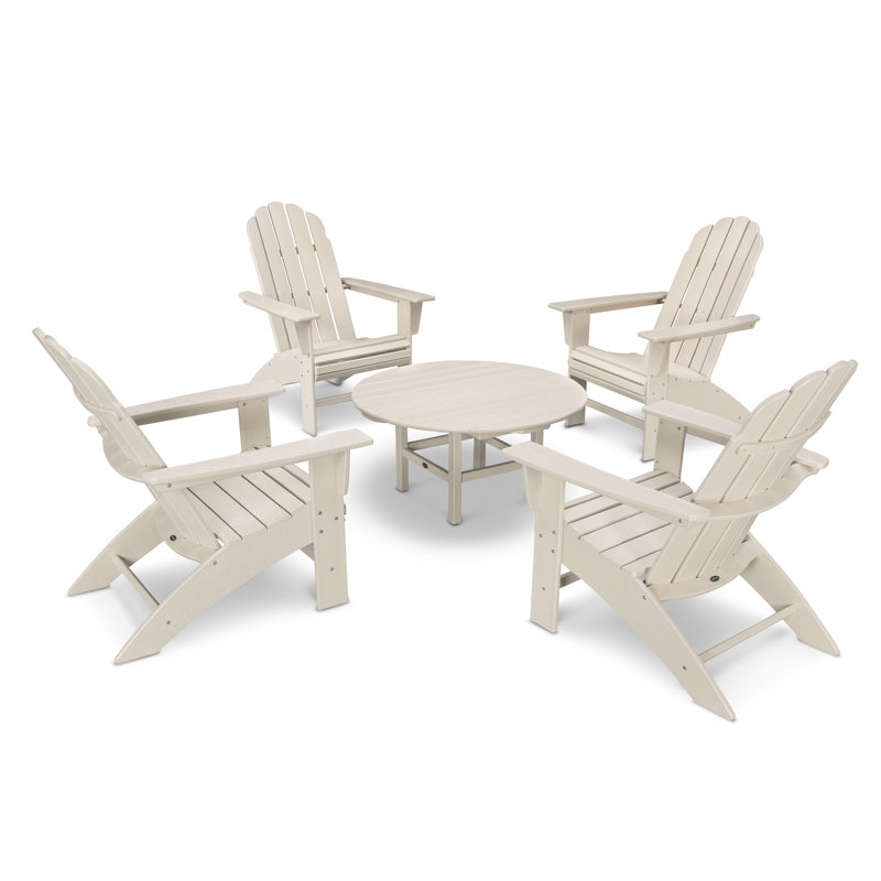POLYWOOD Vineyard 5-Piece Oversized Adirondack Set, Sand