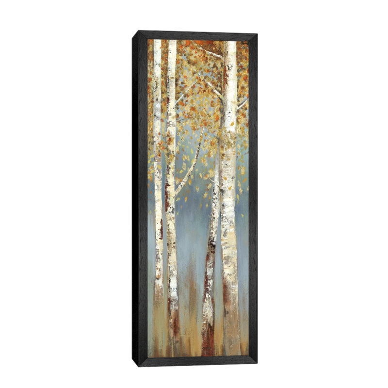 Butterscotch Birch Trees I by Allison Pearce - Print on Canvas, Black Floater Framed, 91.44cm H x 30.48cm W x 3.81cm D