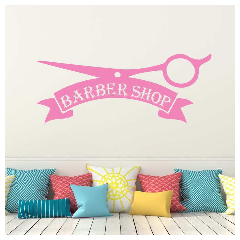 Décalcomanie murale magasin barber, Rose tendre
