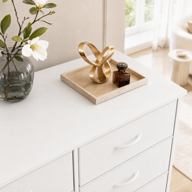 Commode à 6 tiroirs en métal, Blanc