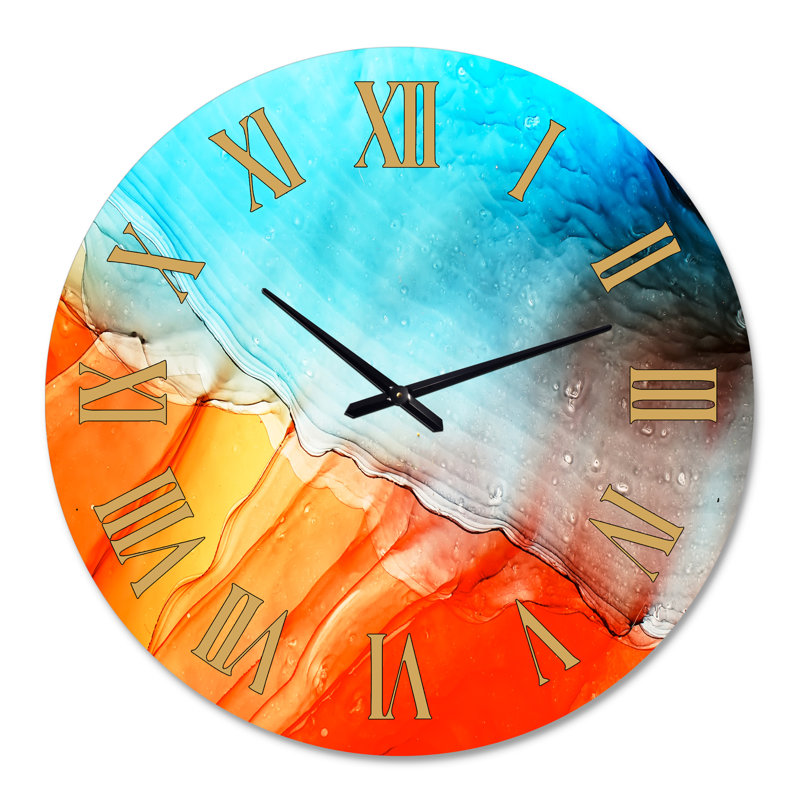 Huile sur toile texturée, composition VI - horloge murale moderne, Moyen