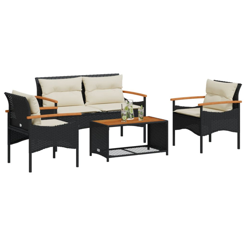  Garden Sofa Set Black
