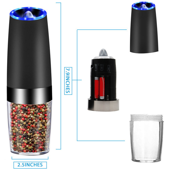 Modern Electric Salt And Pepper Grinder Powered Gravity Sensor Pepper Mill  2 PCS
