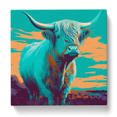 Highland Cow Pop Art - Wrapped Canvas