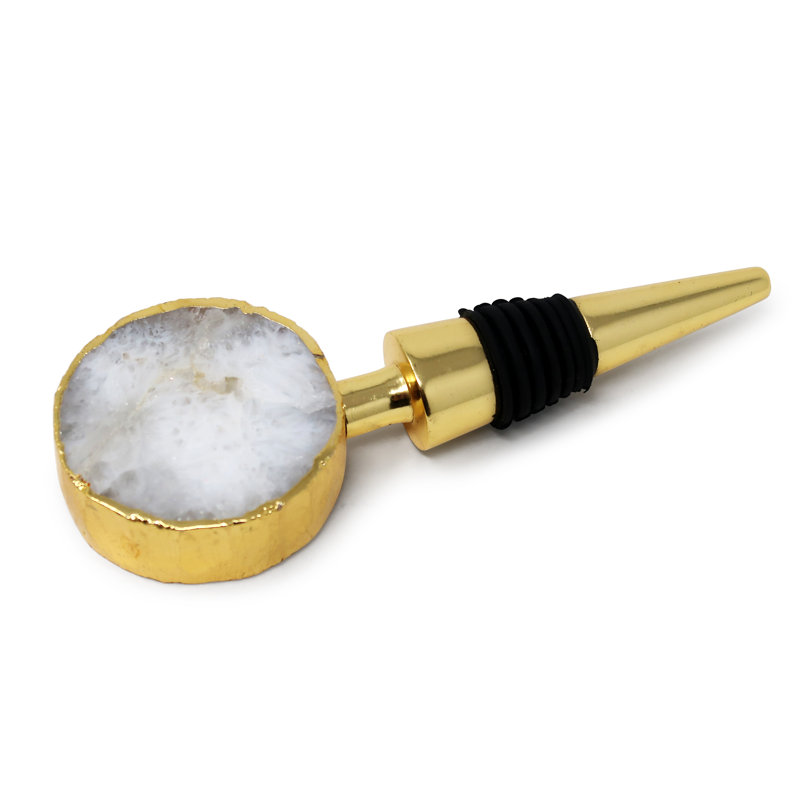 Bottle Stopper With Agate Stone Head
