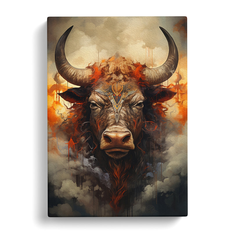 Buffalo Symbolism Art - Wrapped Canvas, 60cm H x 40cm W x 3cm D