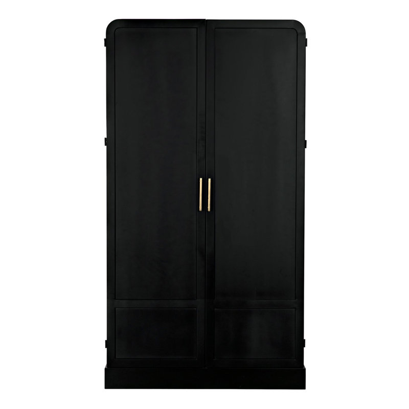 Tresor Black Lighted China Cabinet with Gold Handles