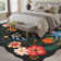 Cherry Machine Washable Floral Black Area Indoor Rug