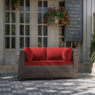 Rosalba Premium Outdoor Loveseat With Adjustable Feet Splash-Proof Cushions And Secure Seat Clips by Ebern Designs
