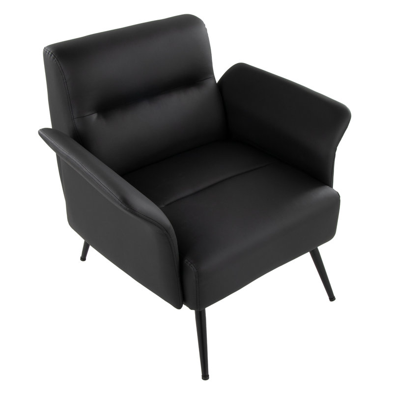 Petal Accent Chair, Black Faux Leather