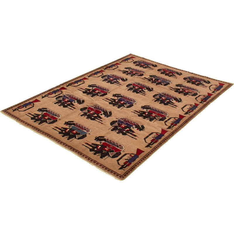 Tapis intérieur en laine 6 pi 8 po x 9 pi 4 po one-of-kind à la main-noué la 2010 Shartlesville