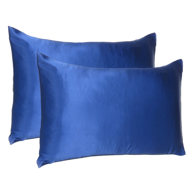 Taie d'oreiller en satin , Standard, Bleu marine
