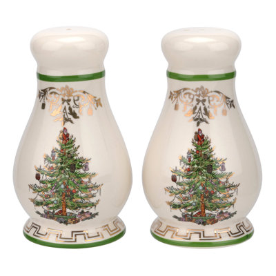 Spode Christmas Tree Gold Salt/Pepper Shakers 4"