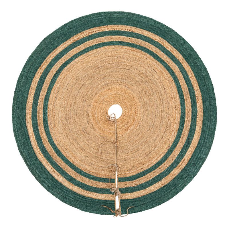 Jupe d'arbre de Noël à tisser Unique, Beige et vert, Rond 6 pi 1 po