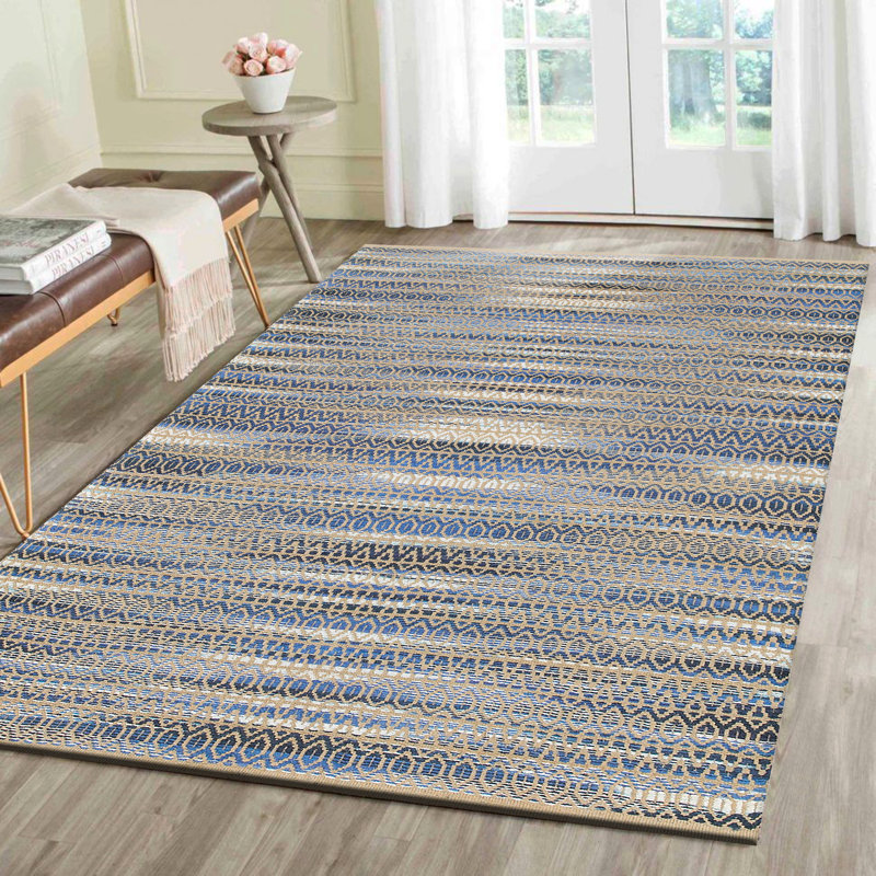 Tapis abstrait tissé à plat à la main Amilliana, Rectangle 9 pi x 12 pi